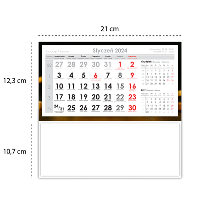 Kalendarz Biurkowy LUX Piramidka Planer Duże Kalendarium