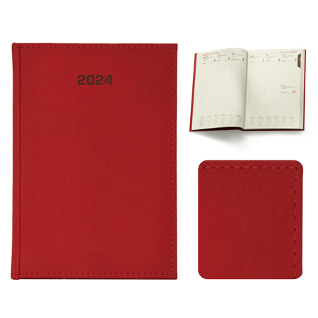 Kalendarz Książkowy A4 Tygodniowy Denim Czerwony E385