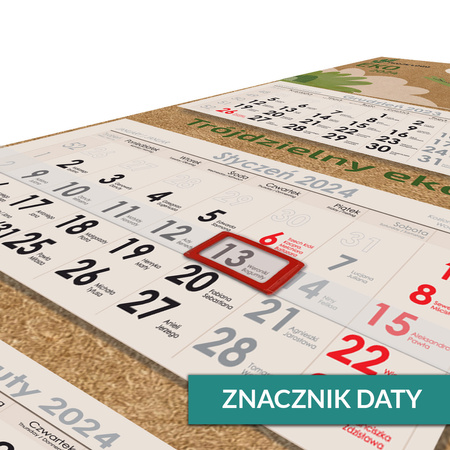 Kalendarz Trójdzielny EKOLOGICZNY KREM Główka Płaska