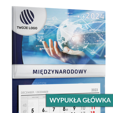 Kalendarz Trójdzielny MIĘDZYNARODOWY Główka Wypukła Folia Błysk