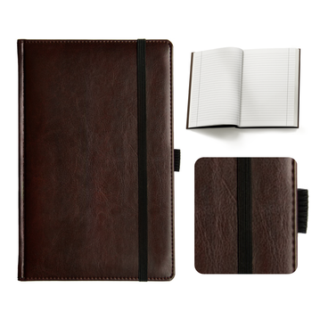 Notes Książkowy A5 LINIE Nebraska z gumką Brązowy Ciemny D556