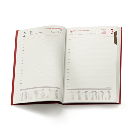 Kalendarz Książkowy A5 Dzienny Nebraska 416 stron Czerwony A222
