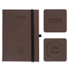 Kalendarz Książkowy A5 Dzienny Vellutino z Gumką Brązowy Ciemny F963