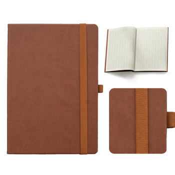 Notes Książkowy B6 KRATKA Vivella z gumką Brązowy Jasny 4714