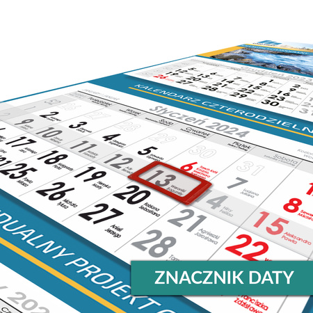 Kalendarz Czterodzielny LUX Główka Wypukła Folia Mat + UV