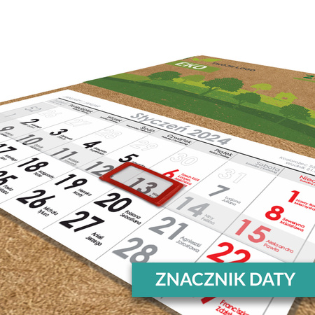 Kalendarz Jednodzielny ECO Główka Płaska Białe Kalendarium