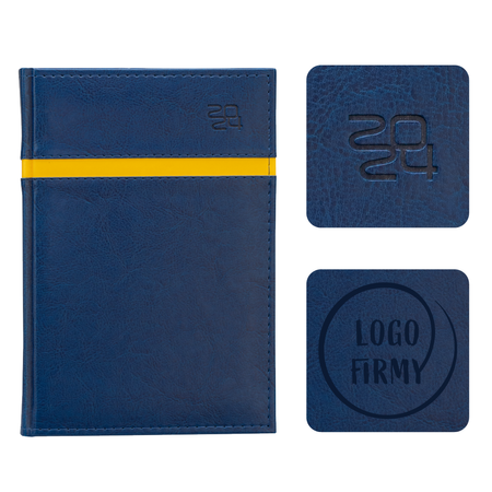 Kalendarz Książkowy A5 Dzienny Passo Niebieski z Żółtym