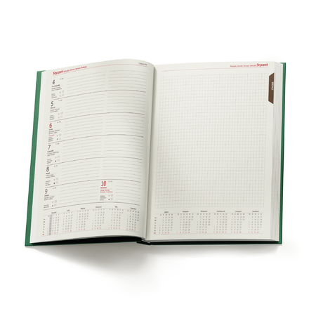 Kalendarz Książkowy A5 Tygodniowo-Notesowy Nebraska Zielony Jasny A224