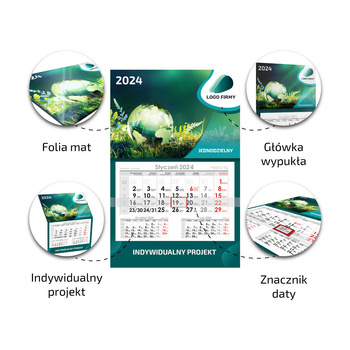 Kalendarz Jednodzielny LUX Główka Wypukła Folia Błysk