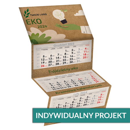 Kalendarz Trójdzielny EKOLOGICZNY KREM Główka Płaska