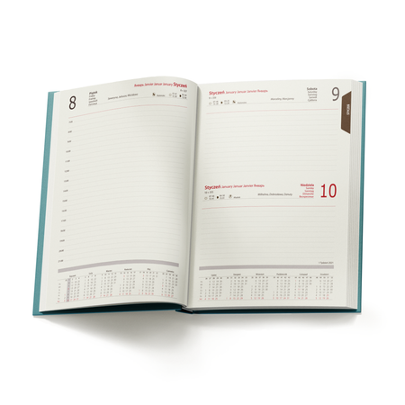 Kalendarz Książkowy A5 Dzienny Nebraska Turkusowy D156