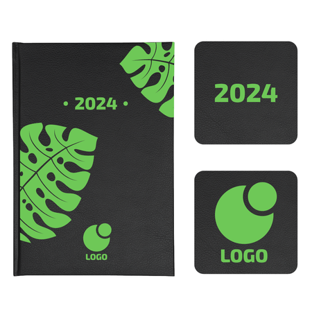 Kalendarz Książkowy A5 Dzienny Majestic Laser Czarny z Zielonym