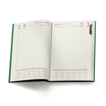 Kalendarz Książkowy A4 Dzienny Nebraska 416 stron Zielony Jasny A224