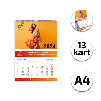 Kalendarz Ścienny Wieloplanszowy A4 Kart 13