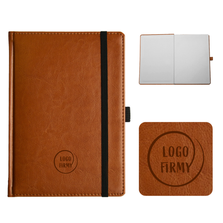 Notes Książkowy A5 LINIE Nebraska z gumką Brązowy Jasny A219