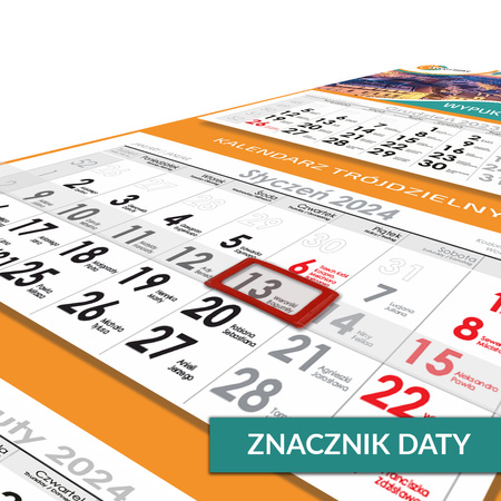 Kalendarz Trójdzielny LUX Główka Wypukła Folia Błysk