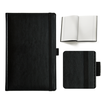 Notes Książkowy A5 LINIE Nebraska z gumką Czarny/Nero