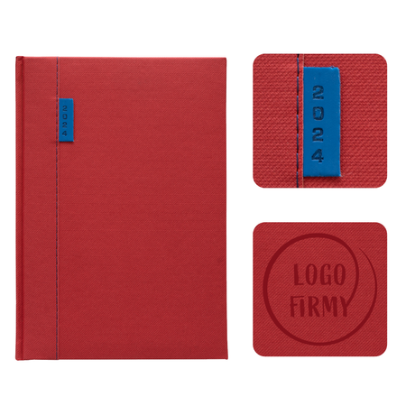 Kalendarz Książkowy A5 Dzienny Parti Czerwony z Niebieskim