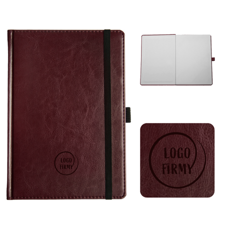 Notes Książkowy A5 KRATKA Nebraska z gumką Bordowy B459