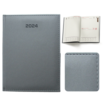 Kalendarz Książkowy B5 Dzienny Velour Srebrny F494/M