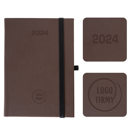 Kalendarz Książkowy A5 Dzienny Vellutino z Gumką Brązowy Ciemny F963