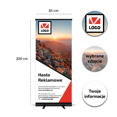 Roll-up reklamowy 85 x 200 cm Black Premium