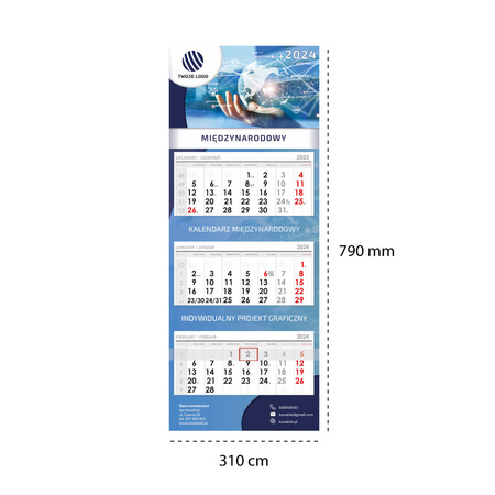 Kalendarz Trójdzielny MIĘDZYNARODOWY Główka Płaska