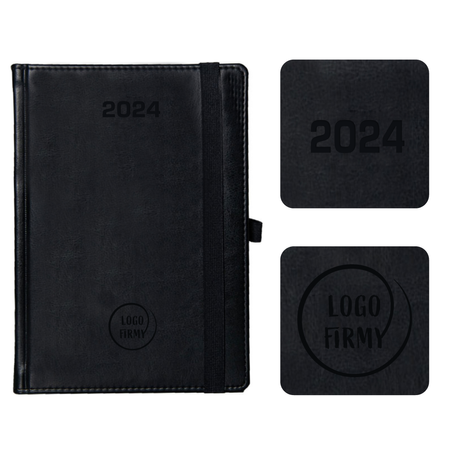 Kalendarz Książkowy A5 Tygodniowy Nebraska z gumką Czarny/Nero