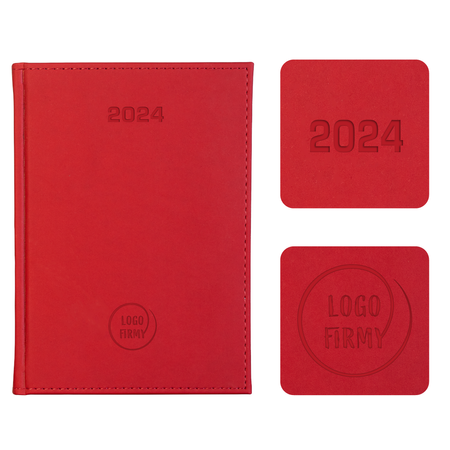 Kalendarz Książkowy A5 Dzienny Vellutino Czerwony F970