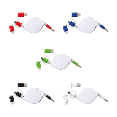 Kabel rozwijany do ładowania 3 końcówki