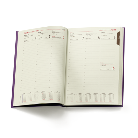 Kalendarz Książkowy A4 Tygodniowy Vivella Fioletowy 4864