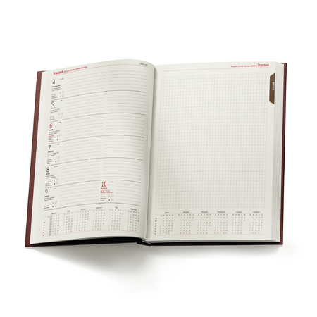 Kalendarz Książkowy B5 Tygodniowo-Notesowy Nebraska Bordowy B459