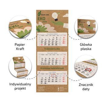 Kalendarz Trójdzielny EKOLOGICZNY KREM Główka Płaska