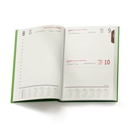 Kalendarz Książkowy B6 Dzienny Vivella Economic Zielony Jasny E478