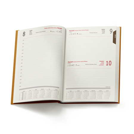 Kalendarz Książkowy A5 Dzienny Vellutino Żółty E972