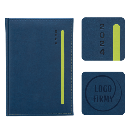 Kalendarz Książkowy A5 Dzienny Linia Pion Granatowy z Oliwkowym