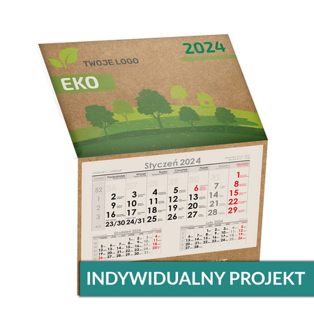 Kalendarz Jednodzielny ECO Główka Płaska Kremowe Kalendarium