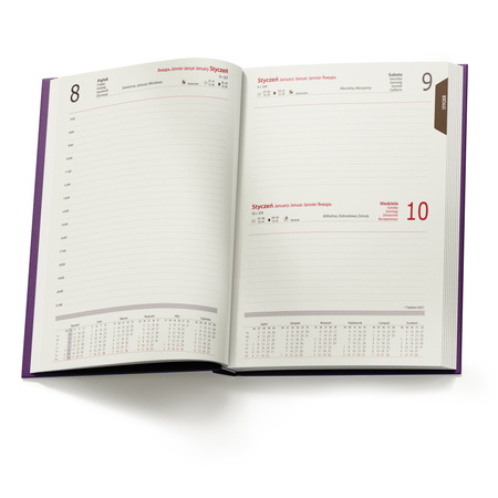 Kalendarz Książkowy A5 Dzienny Madera Fioletowy