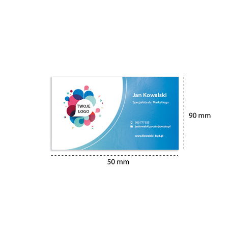 Wizytówka 90x50 mm folia mat/błysk