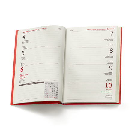 Kalendarz Książkowy A6 Tygodniowy Denim Czerwony E385