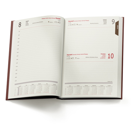 Kalendarz Książkowy A5 Dzienny Gaja Bordowy