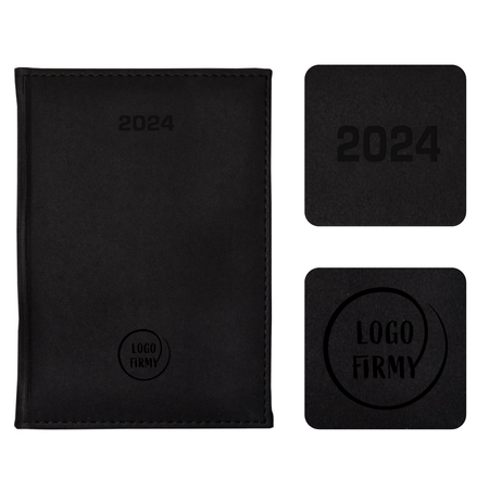 Kalendarz Książkowy A5 Dzienny Velour Czarny/Nero