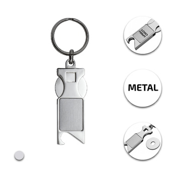 Brelok metalowy z otwieraczem i żetonem