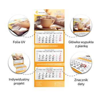 Kalendarz Trójdzielny PIANKA Główka Wypukła Folia Mat + UV