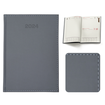 Kalendarz Książkowy A5 Dzienny Vellutino Szary F973