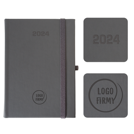 Kalendarz Książkowy A5 Dzienny Vellutino z Gumką Grafitowy F974