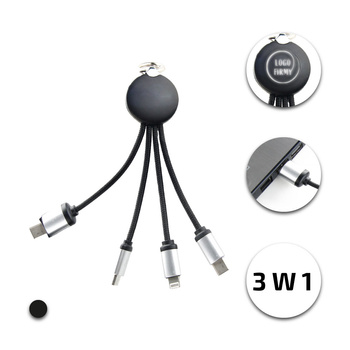 Kabel 3w1 z podświetlanym logo
