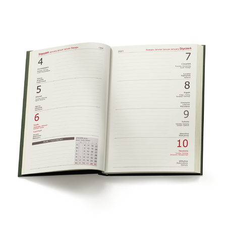 Kalendarz Książkowy A6 Tygodniowy Baladek Zielony